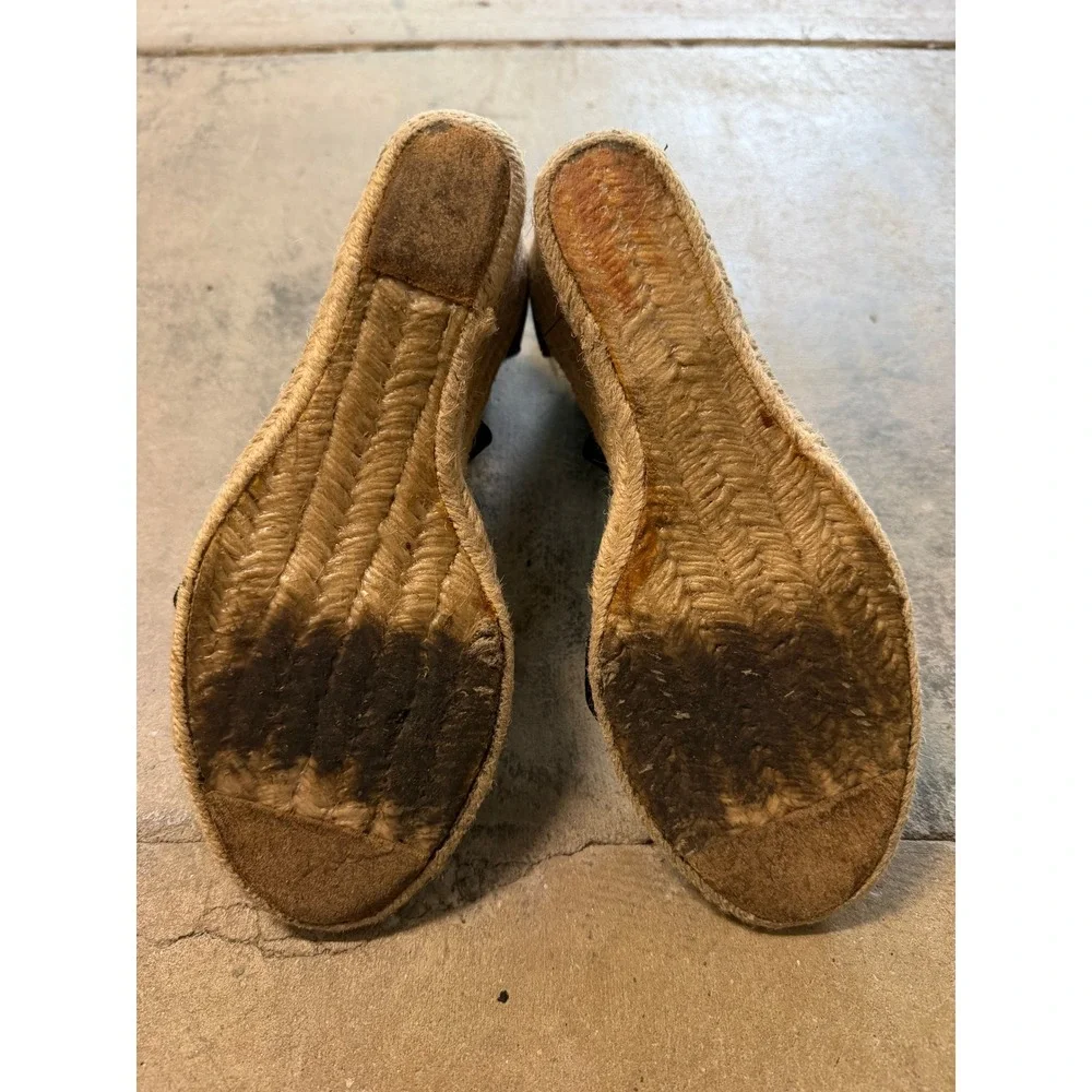 Lauren Ralph Lauren Iliana Black Elastic Espadrille Wedge Sandals Womens 8.5B